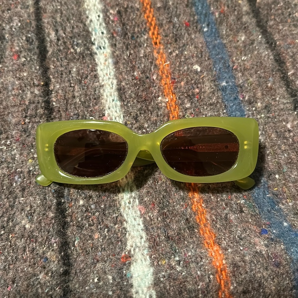 Crap eye wear.  Green glasses.